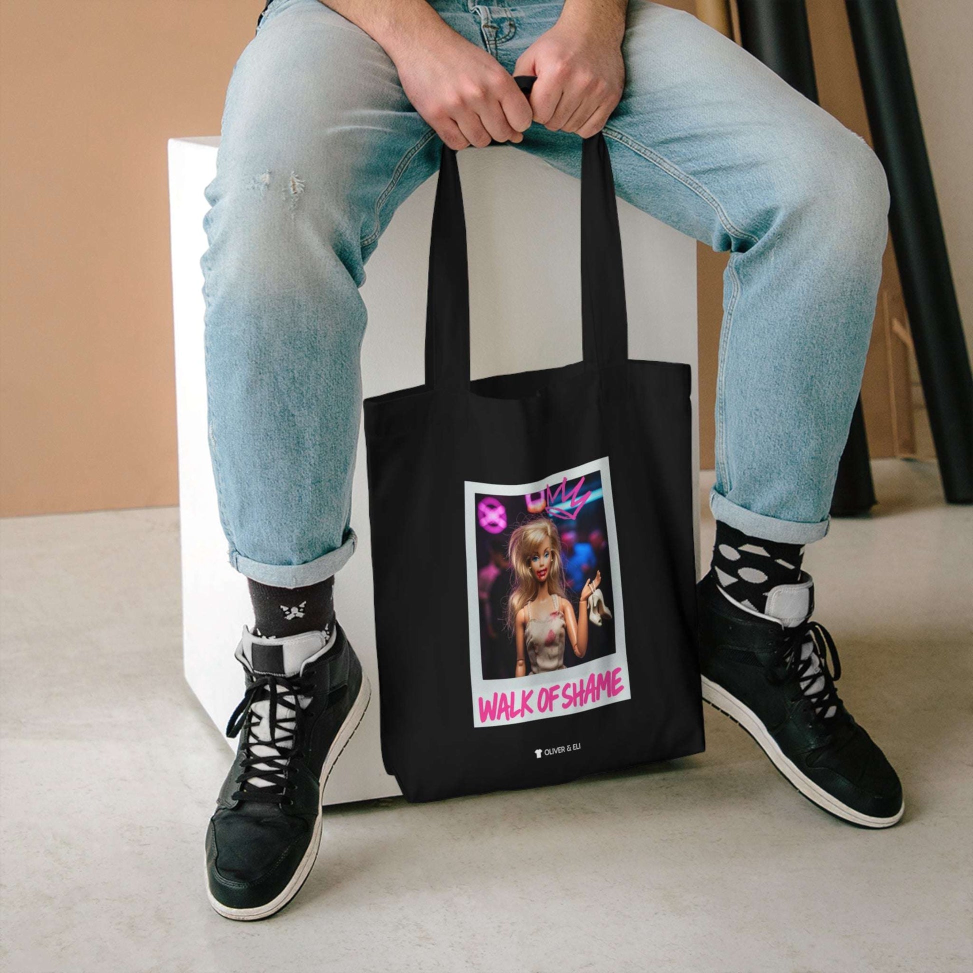 Walk of Shame Tote - Fierce Bold Pop Art Attitude Doll Tote Bag by Oliver & Eli