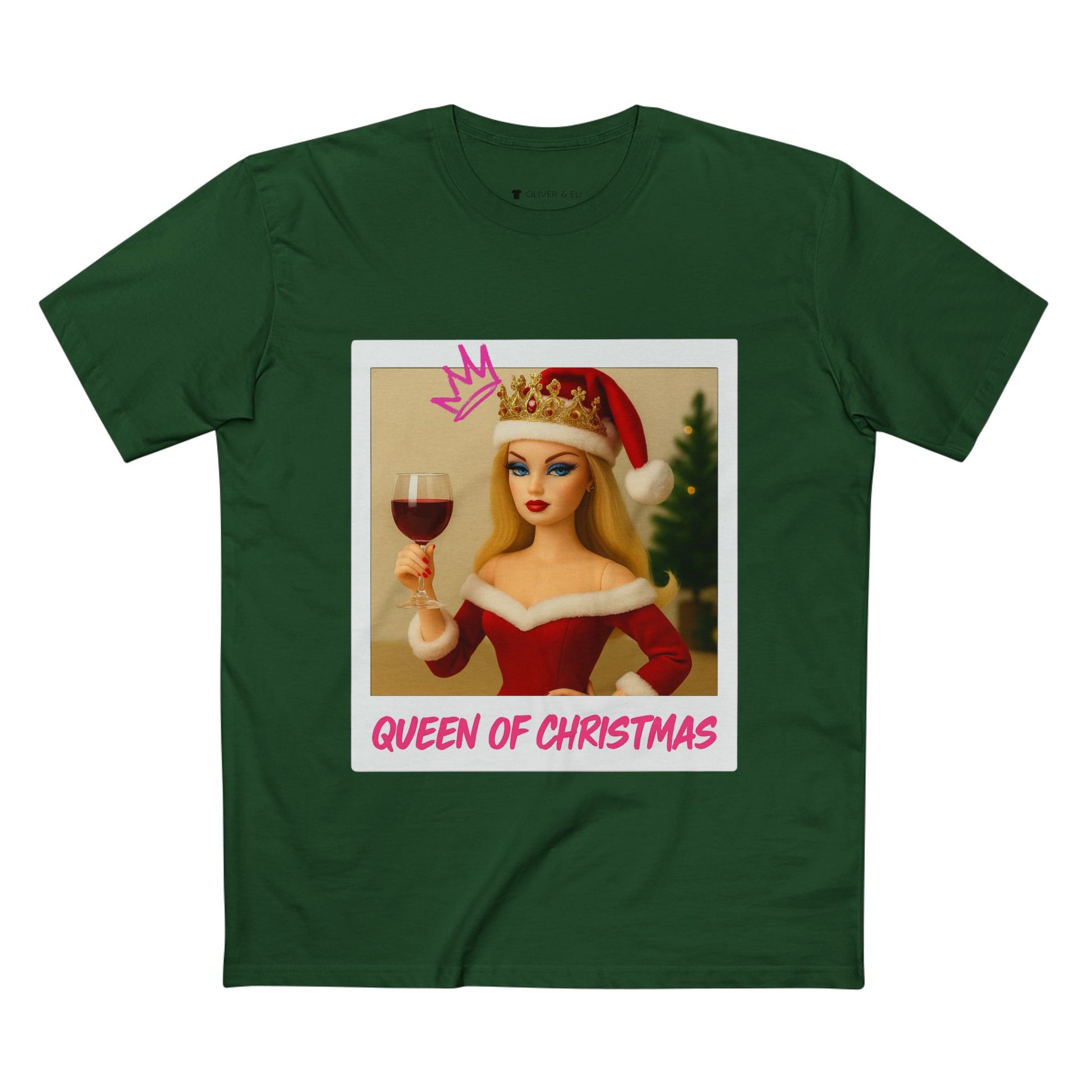 Oliver & Eli’s Sleigh Season collection — premium cotton Christmas t-shirt with graffiti print and festive design.