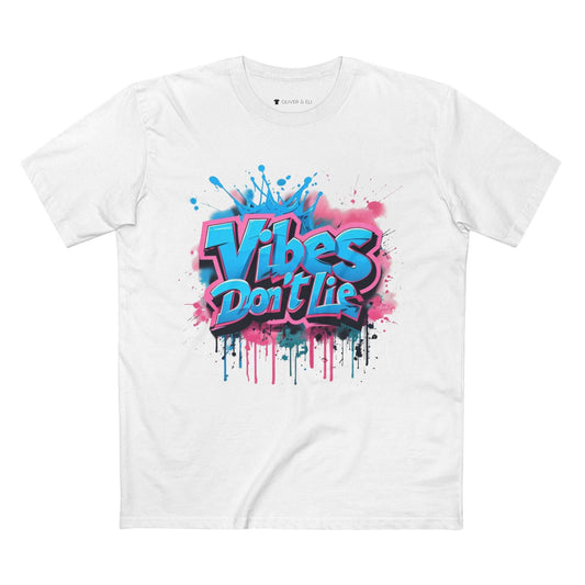 Vibes Don't Lie Tee. Bold Motivational Street Art T-Shirt by Oliver & Eli