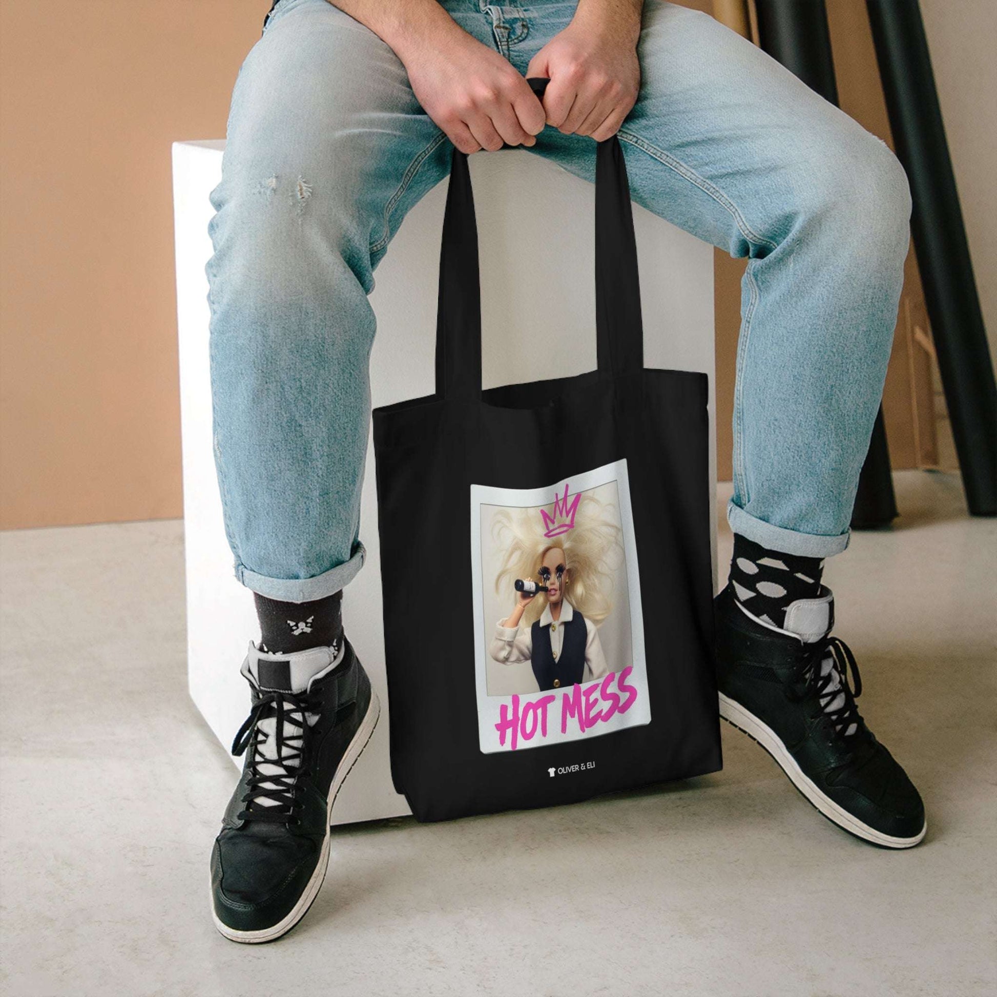 Hot Mess Tote - Fierce Bold Pop Art Attitude Doll Tote Bag by Oliver & Eli
