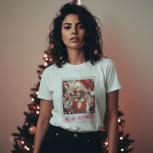 Oliver & Eli’s Sleigh Season collection — premium cotton Christmas t-shirt with graffiti print and festive design.