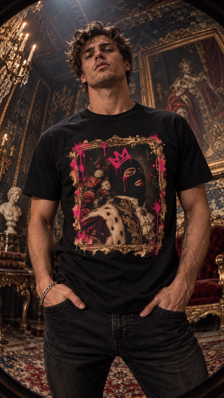 The Masked King Graphic Tee |  Bold Vintage Art T-Shirt