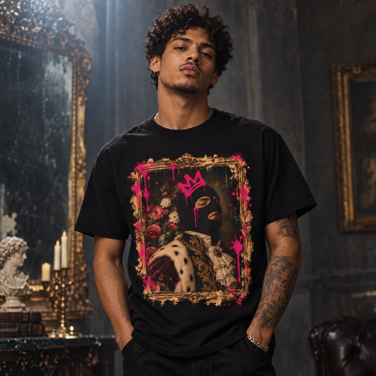 The Masked King Graphic Tee |  Bold Vintage Art T-Shirt