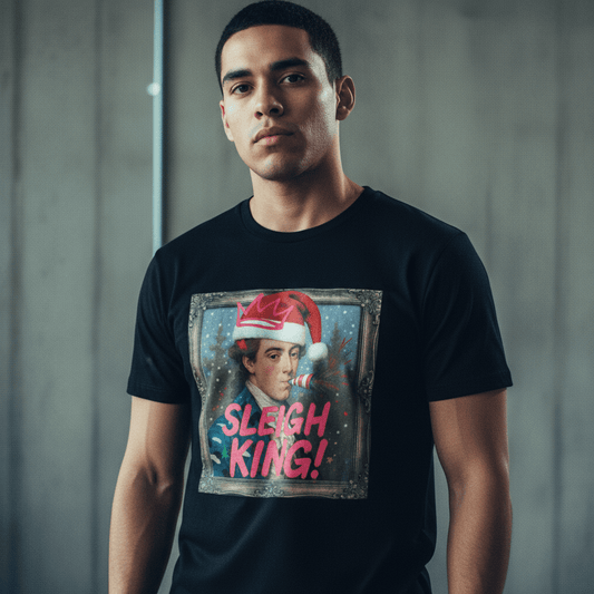 Model wearing Oliver & Eli premium statement tote – bold style wearable art