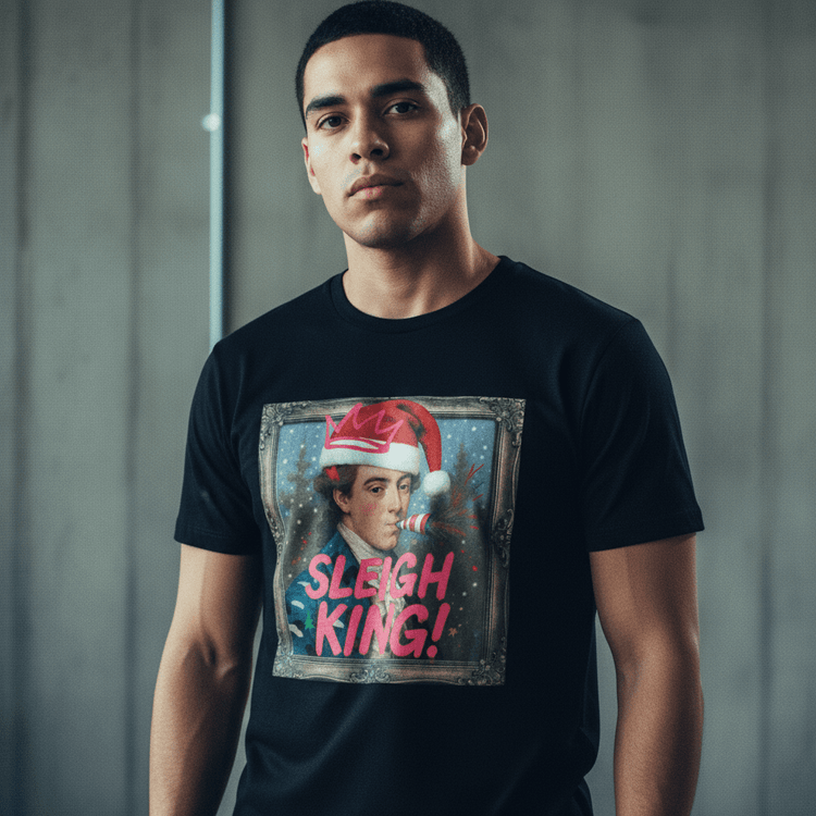 Model wearing Oliver & Eli premium statement tote – bold style wearable art