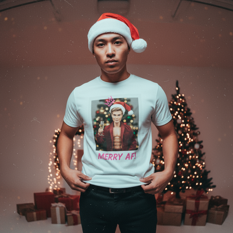 Oliver & Eli’s Sleigh Season collection — premium cotton Christmas t-shirt with graffiti print and festive design.