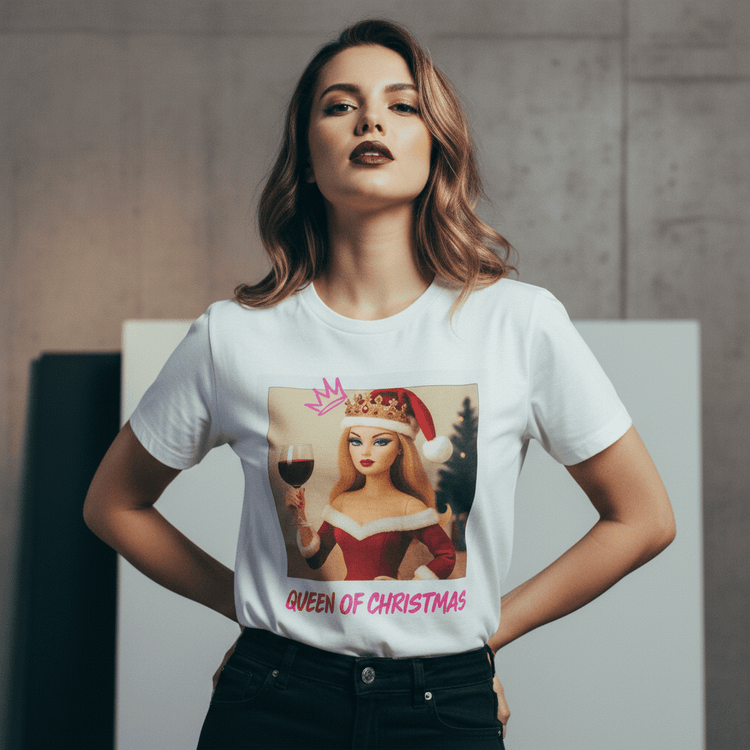 Model wearing Oliver & Eli premium statement t-shirt – bold style wearable art