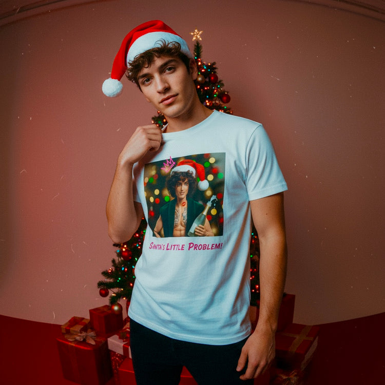 Oliver & Eli’s Sleigh Season collection — premium cotton Christmas t-shirt with graffiti print and festive design.
