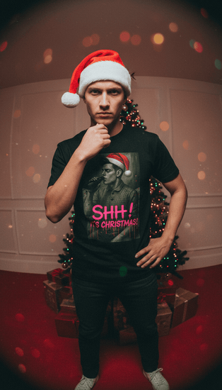 Oliver & Eli’s Sleigh Season collection — premium cotton Christmas t-shirt with graffiti print and festive design.
